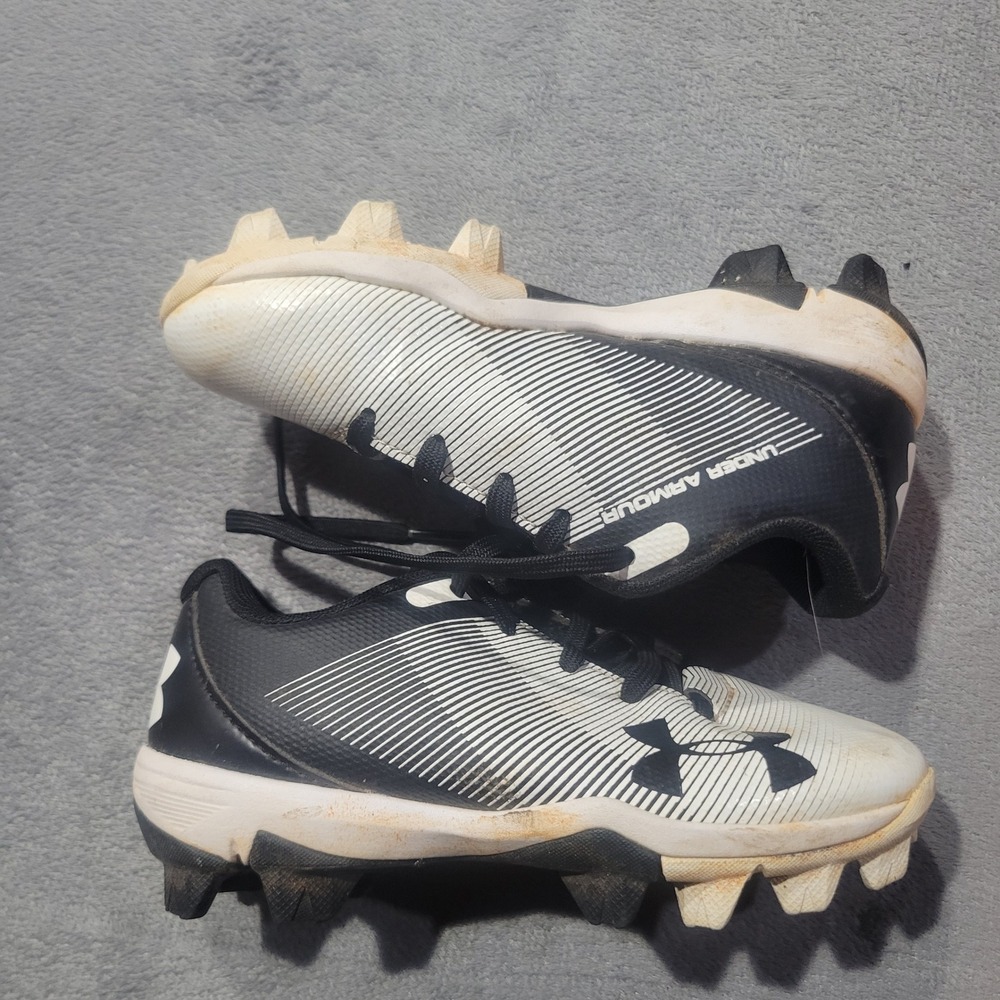 Under Armour Baseball Cleats Kids 11K Black White Leadoff Low 1297316-001 Sport